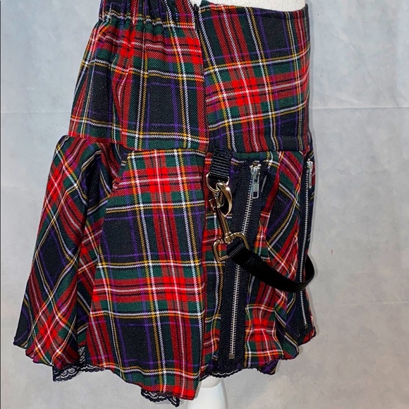 Plaid tartan pleated bondage mini kilt skirt - Picture 4 of 7